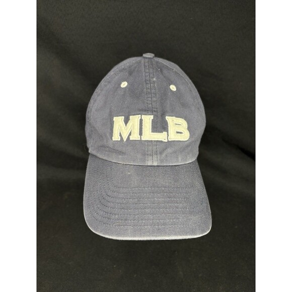 MLB Strapback Hat Blue Navy Major League Baseball 1839 White - Picture 1 of 6